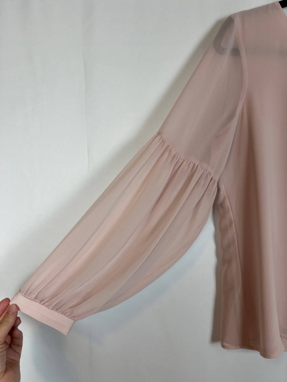 Express Blush Sheer Balloon Sleeve Top - Picture 4 of 13